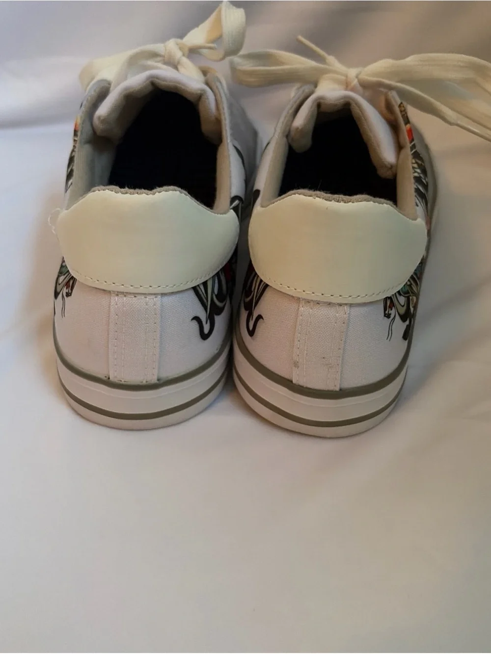 Ed Hardy Men’s Light Gray Canvas Sneakers with Red Logo